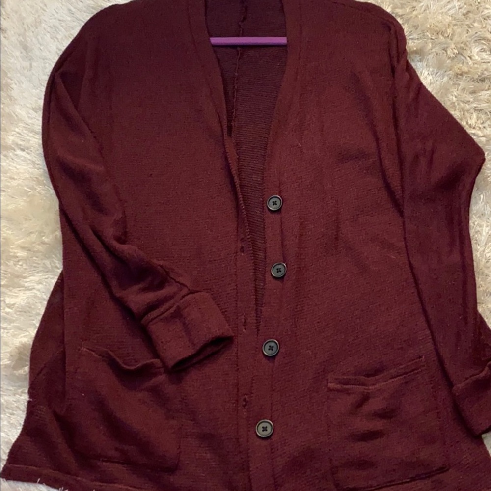 Comfortable maroon cardigan